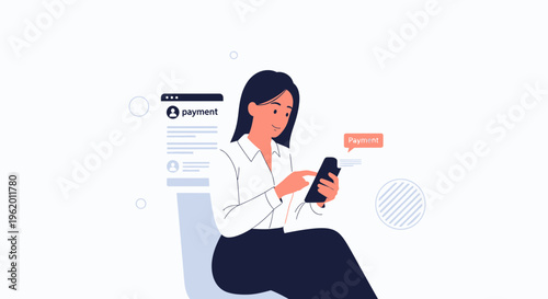 Woman Using Smartphone for Online Payment and Transactions