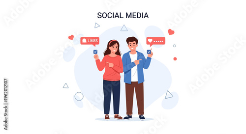 Couple Enjoying Social Media Likes and Notifications