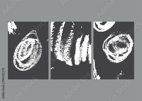 Abstract Black and White Grunge Brush Strokes Set