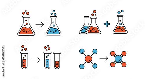 Chemical Reaction Line art minimal abstract illustration
