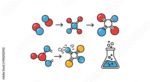 Chemical Reaction Line art modern clean shapes vector