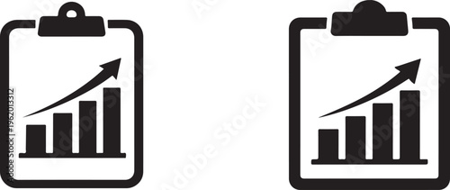 Business report and analytics icon set showing data charts, financial insights, and performance tracking.