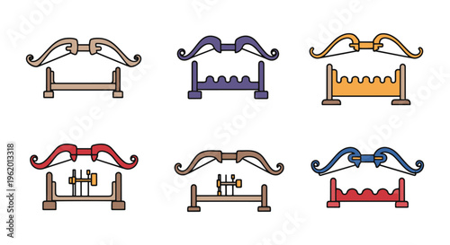 Bow rack Line art vector set creative abstract color design