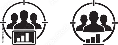 Audience analytics icon showing user data insights, marketing metrics, and performance tracking concept.