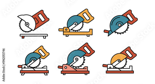 Chop Saw Line art vector set creative abstract clean
