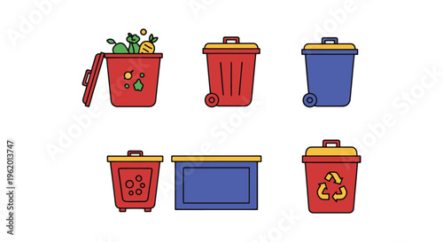 Compost bin icon Line art minimal abstract shape vector