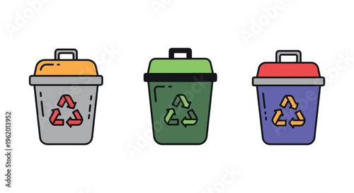 Compost recycle bin Line art clean abstract pattern vector