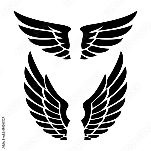 Logo con silueta de un grupo de alas de águila, al estilo clásico de los emblemas medievales