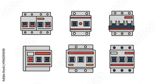 Circuit Breaker Panel Line art clean colorful abstract vector