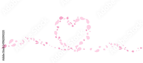 Beautiful vector illustration of sakura petals blowing in the wind forming a heart shape representing love, romance and spring season