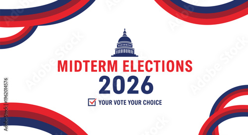 Dramatic political poster with Capitol Building silhouette, red, white, and blue design, perfect for election campaigns, voting promotion and civic engagement projects.