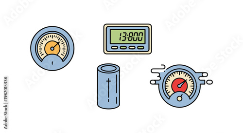 Barometer Line art vector set simple abstract pattern illustration