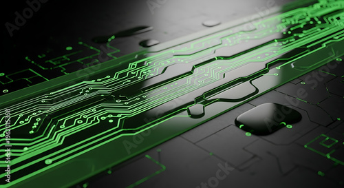 Closeup of green circuit board.