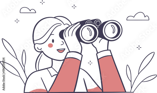 A cute cartoon illustration of a girl with a pencil drawing in her notebook while a happy child and family enjoy fun art activities together