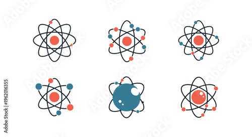 Atom Model Line art vector abstract clean shapes illustration