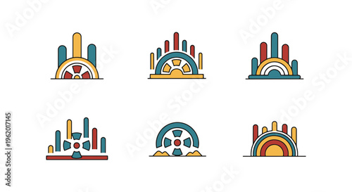 Aurora Radiation Arc Line art simple shape abstract vector