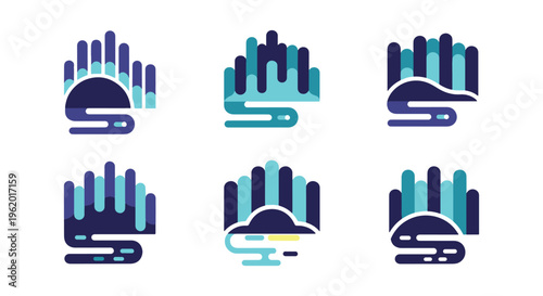 Aurora Stream Line art vector flat abstract colorful illustration