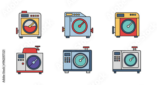 Autoclave Line art vector set minimal graphic abstract