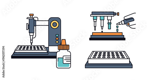 Automated Pipetting System simple abstract minimal vector
