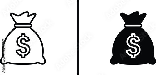 Two money bags with dollar signs on a clean white background