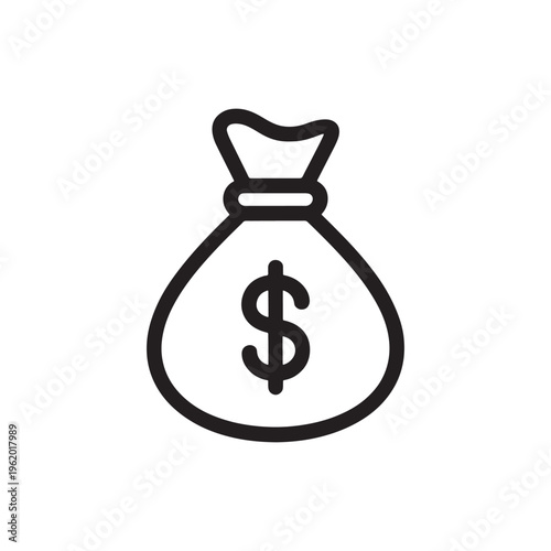 Money bag icon silhouette with dollar sign