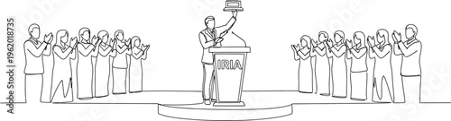 black and white sketch of a man juggling in a crowd