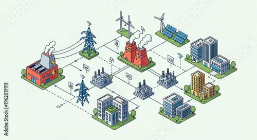 Smart Grid Network - Power Generation and Distribution Infrastructure.