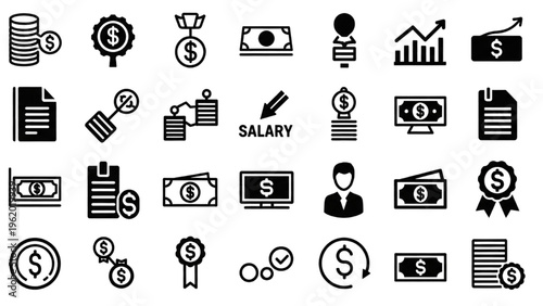 Vector Icon Sheet featuring various business and finance symbols and logos