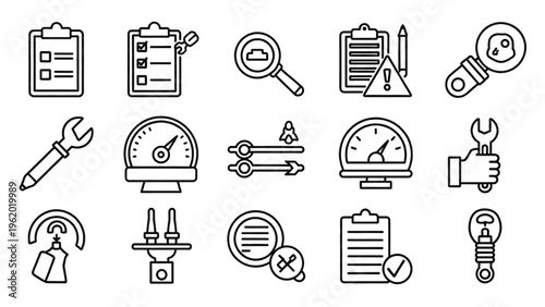 Vector Icon Sheet Featuring Various Business and Industry Tools