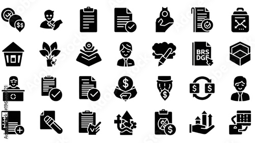 Vector Icon Sheet of Business and Finance Symbols