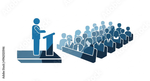 Public Speaking Engagement - A Speaker Addressing an Audience from a Podium.