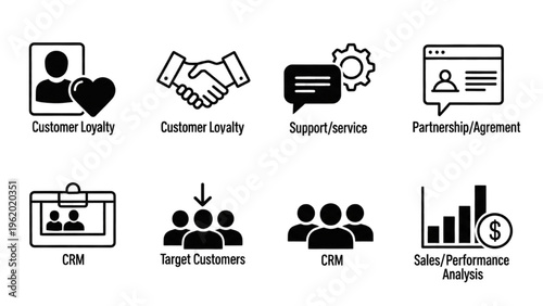 Vector Icon Sheet of Business People and Customer Loyalty Concepts