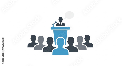 Public Speaking Event - Speaker Addressing Audience at Podium.