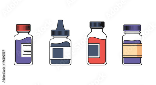 Culture Media Bottle Line art abstract colorful design vector