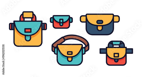 Belt pouch Line art vector simple abstract color shapes
