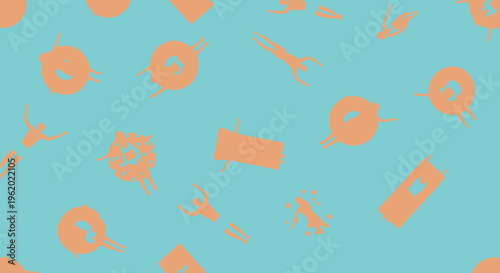 Repeatable pattern of people swimming in water from top view. Endless background of tourists floating on inflatable circles, pool rafts on the sea during summer holidays. Flat seamless vector illustra