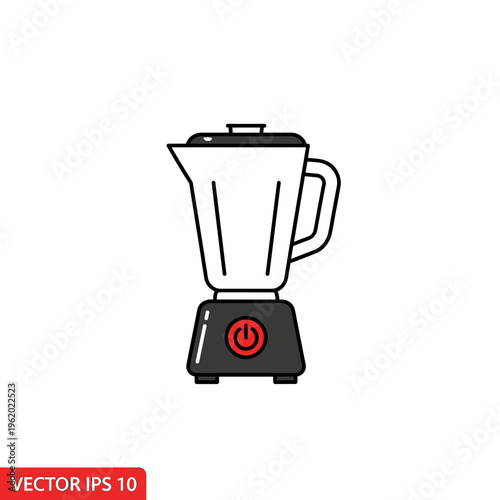 Simple line art illustration of a kitchen blender with a pitcher and a power button on its base, perfect for making smoothies or juices.