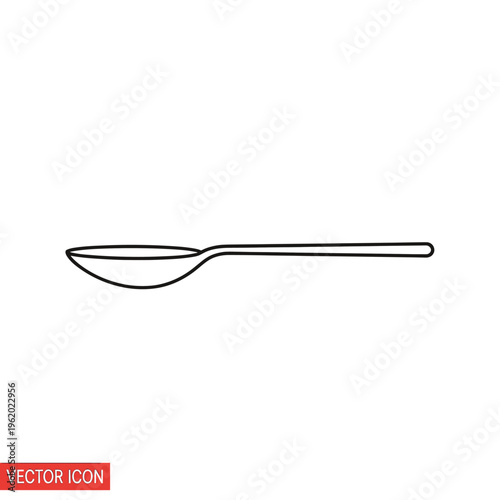 Simple outline drawing of a spoon, viewed from the side, on a white background.