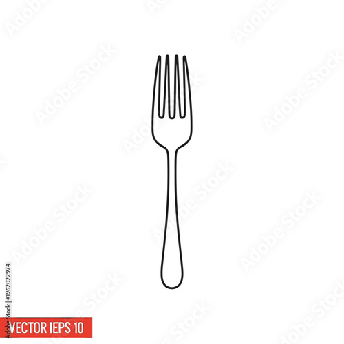 Simple black outline drawing of a common eating utensil fork on a plain white background.
