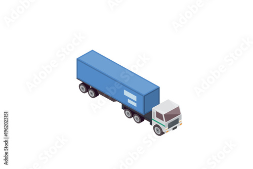 Isometric Blue Semi Truck Cargo