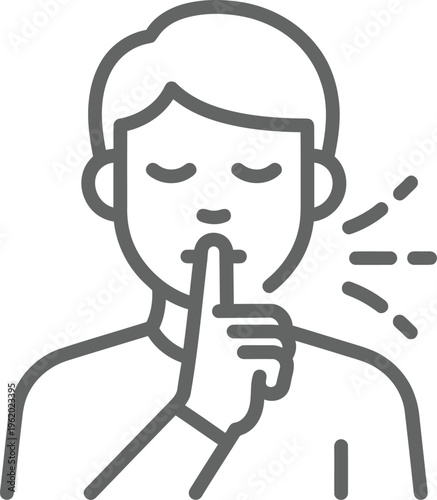 Vector illustration of a man with finger on lips shushing quietly