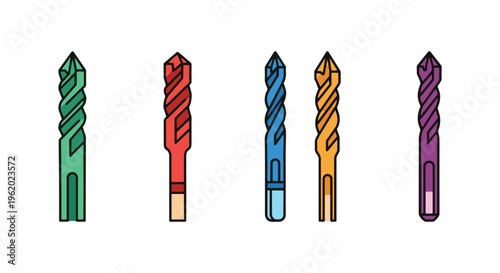 Drill Bit Set Line art vector modern abstract shape