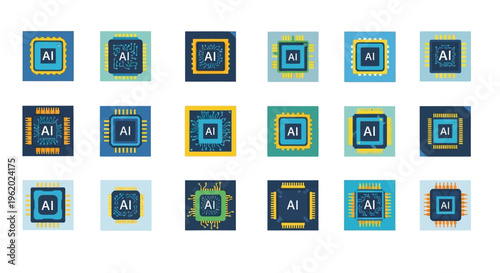 Collection of flat design virtual reality and augmented reality headsets.