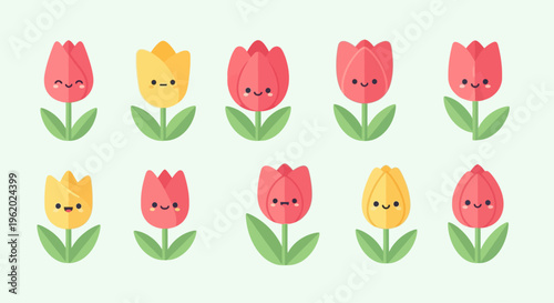 Cartoon plants sing happily with musical notes and flowers