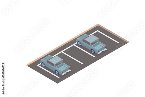 Isometric Parking Lot With Cars