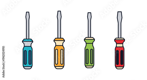 Flathead Screwdriver Line art minimal abstract color shapes