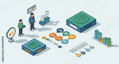 Isometric Data Analysis and Business Intelligence Visualization.