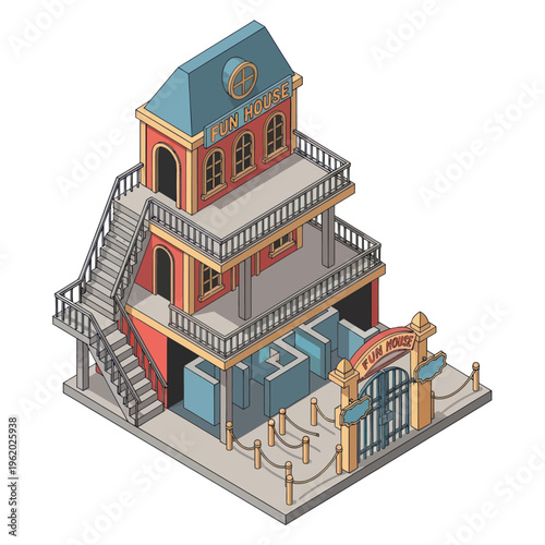 Isometric 3D Illustration of a Multistory Building.