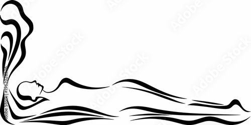 A flowing abstract illustration of a reclining woman s profile
