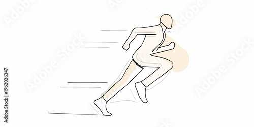 Abstract illustration of a person running with speed lines and soft colors